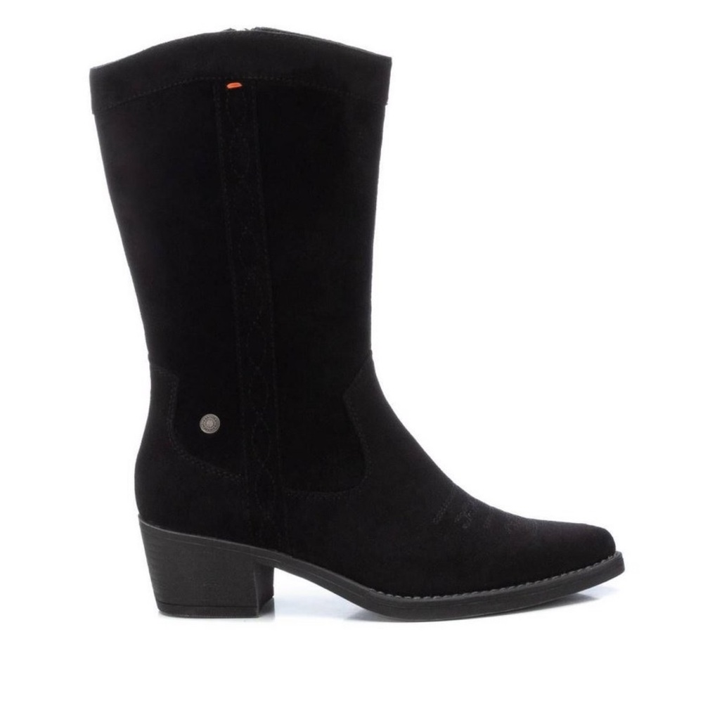 Refresh Italian Western Suede Black Boots